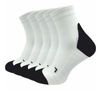 GAWILO Lot de 5 paires de chaussettes de course pour homme avec compression | Chaussettes de sport | Protection anti-ampoules | Respirantes et régulant l'humidité, Blanc., 51-54