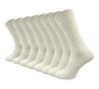 GAWILO Lot de 8 paires de chaussettes en coton naturel - Unisexe - 100 % pur coton naturel - Sans coutures - Lavable à 95 °C - Maille fine 1:1 - Beige - 47/50 cm