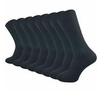 GAWILO Lot de 8 paires de chaussettes en coton naturel - Unisexe - 100 % pur coton naturel - Sans coutures - Lavable à 95 °C - Maille fine 1:1 - Noir - 39-42