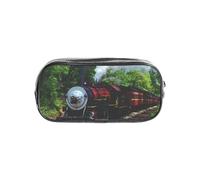 gawuoab Astuccio trasparente per matite, astuccio trasparente per matite, Organizer trasparente, a Forma di treno Vintage a vapore