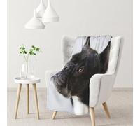 gawuoab Couverture Douce et Confortable en Flanelle, idéale pour Le canapé, avec Un Adorable Chiot Bouledogue français Noir.