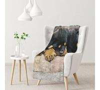 gawuoab Couverture Douce et Confortable en Flanelle pour canapé, Motif Rottweiler, Chiots et Autres Animaux de Compagnie.