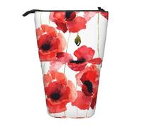 gawuoab Trousse à Crayons télescopique avec Motif Floral de Coquelicot Rouge, Aquarelle, Peinture à l'aquarelle.