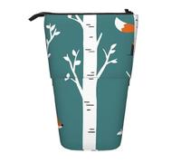 gawuoab Trousse à Crayons télescopique Fox with Birch Tree, étui à Crayons sur Pied