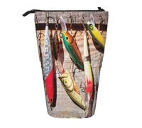 gawuoab Trousse à Crayons télescopique Rustique Fish Fisherman Barn Door, étui à Crayons à Poser