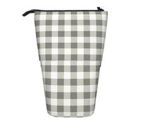 gawuoab Trousse télescopique à Carreaux géométriques Gris et Blancs, avec Support pour Crayons.