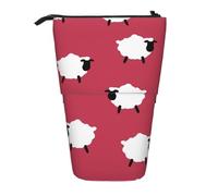 gawuoab Trousse télescopique à Crayons avec Motif de Moutons Blancs et Rouges, ornée d'un Mignon Mouton de Dessin animé.
