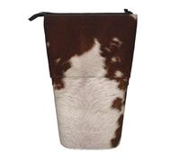 gawuoab Trousse télescopique en Cuir de Vachette Rouge-Brun, étui à Crayons à Poser