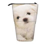 gawuoab Trousse télescopique imprimée d'un Adorable Chiot Maltais, avec Support pour Crayons.
