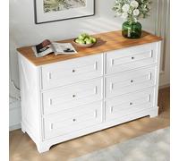 GAWYOEX Commode blanche 120 x 40 x 76 cm, buffet avec 6 tiroirs, armoire de salon, buffet, armoire de rangement, armoire multi-usages, idéale pour la maison et le bureau, blanche 2