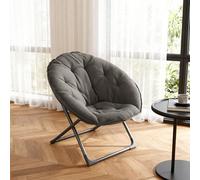 GAWYOEX Fauteuil pliant rond à oreilles - Fauteuil de salon pliable - Fauteuil de lecture confortable - Chaise rembourrée - Fauteuil de relaxation pour salon, chambre à coucher ou espace de détente