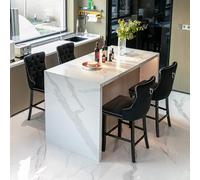 GAWYOEX Lot de 2 tabourets de bar, chaises de bar, avec dossier, en velours, adaptés pour île de cuisine, bar, salle à manger (noir)