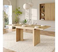 GAWYOEX Table à manger extensible 140/180 x 80 x 75 cm, table de cuisine, pour 6 à 8 personnes, plateau de table en bois aspect marbre de 30 mm d'épaisseur, table extensible pour salle à manger et