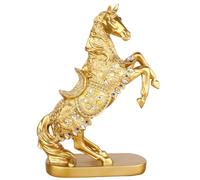 Gaxcent Horse Debout Décoratif, Chevaux Art Figure Combat Horse Sculpture Horse State Golden Home Office Art Lucky Fig Feng Shui Garnitur Horse Sculpture Statue,3