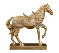 Gaxcent Horse Debout Décoratif, Chevaux Art Figure Combat Horse Sculpture Horse State Golden Home Office Art Lucky Fig Feng Shui Garnitur Horse Sculpture Statue,1