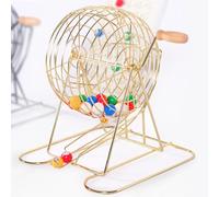 Gaxcent L'Ensemble De Jeu Bingo Curred Hand Comprend 1-Cage Et 100-Boules avec en Métal Verrouillable Toboggan pour La Fête, Réunion Annuelle,d'or