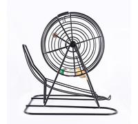 Gaxcent L'Ensemble De Jeu Bingo Curred Hand Comprend 1-Cage Et 100-Boules avec en Métal Verrouillable Toboggan pour La Fête, Réunion Annuelle,Noir