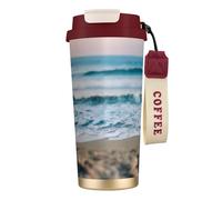 GaxfjRu Beach and Sea Tasse à café isotherme en acier inoxydable de 591 ml avec couvercle, gobelet pour boissons chaudes et froides