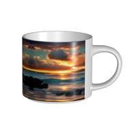 GaxfjRu Beach Maui Hawaii Sunset Sea Waves Clouds Print Tasse en céramique faite à la main Grande capacité Tasse murale épaisse avec poignée en C pour café, thé et cadeaux