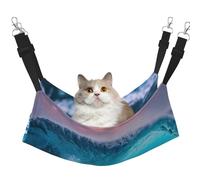 GaxfjRu Blue Ocean Wave Hamac réglable pour chat Perchoir pour fenêtre en velours confortable pour chatons
