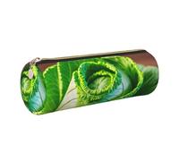 GaxfjRu Bright Cabbage Trousse ronde en cuir synthétique pour stylos, crayons, marqueurs, petites fournitures Fermeture éclair en métal avec cuir, doré, Taille unique, Porte-cartes