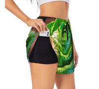 GaxfjRu Bright Chou Print Short de course à pied taille haute avec poche élastique pour femme, Noir , L
