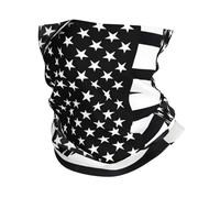 GaxfjRu Cache-cou noir et blanc imprimé drapeau américain multi-usage pour homme et femme, masque d'été pour le travail, la course à pied, le sport