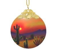 GaxfjRu Cactus au coucher du soleil dans le désert Décorations de Noël Décorations de Noël Ornements, Pendentif Arbre de Noël à Suspendre Cadeau pour la joie des Fêtes