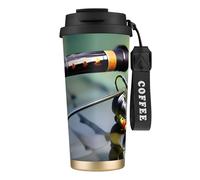 GaxfjRu Canne à pêche de 591 ml avec couvercle, tasse à café isotherme en acier inoxydable, gobelet pour boissons chaudes et froides