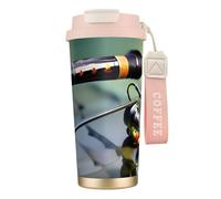 GaxfjRu Canne à pêche de 591 ml avec couvercle, tasse à café isotherme en acier inoxydable, gobelet pour boissons chaudes et froides