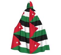 GaxfjRu Cape à capuche avec drapeau jordanien - Costume d'Halloween court médiéval avec capuche sur toute la longueur - Costume d'Halloween pour homme et femme - Noir