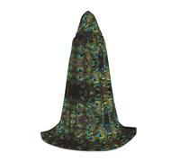 GaxfjRu Cape à capuche imprimé paon frais Renaissance pour homme et femme, cape médiévale pour adulte, robe à capuche de magicien viking