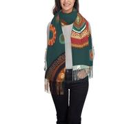 GaxfjRu Cercles ethniques imprimé floral grande écharpe colorée surdimensionnée pompon doux automne hiver écharpe épaisse châle chaud pour femme