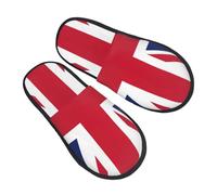 GaxfjRu Chaussons d'hiver en peluche avec drapeau britannique pour une utilisation en intérieur, chaussons doux et chauds pour invités et confort à la maison, unisexe, noir, 5