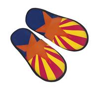GaxfjRu Chaussons d'hiver en peluche avec drapeau de l'Arizona pour une utilisation en intérieur, chaussons doux et chauds pour invités et confort à la maison, unisexe, noir, 5