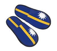 GaxfjRu Chaussons d'hiver en peluche avec drapeau de Nauru - Pour l'intérieur - Doux et chaud - Pour les invités et la maison - Unisexe, noir, 5