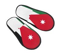 GaxfjRu Chaussons d'hiver en peluche avec drapeau jordanien pour l'intérieur, chaussons doux et chauds pour invités et confort à la maison, unisexe, noir, 5