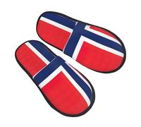 GaxfjRu Chaussons d'hiver en peluche avec drapeau norvégien pour l'intérieur, chaussons doux et chauds pour invités et confort à la maison, unisexe, noir, 5