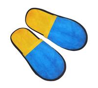 GaxfjRu Chaussons d'hiver en peluche avec drapeau ukrainien pour l'intérieur, chaussons doux et chauds pour invités et confort à la maison, unisexe, noir, 5