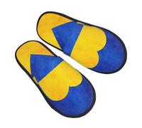 GaxfjRu Chaussons d'hiver en peluche avec drapeau ukrainien pour l'intérieur, chaussons doux et chauds pour invités et confort à la maison, unisexe, noir, 5