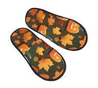 GaxfjRu Chaussons d'hiver en peluche citrouille Happy Thanksgiving Day pour une utilisation en intérieur, chaussons doux et chauds pour invités et confort à la maison, unisexes