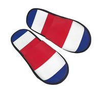 GaxfjRu Chaussons d'hiver en peluche motif drapeau du Costa Rica pour l'intérieur, doux et chaud pour les invités et la maison, unisexe, noir, 5