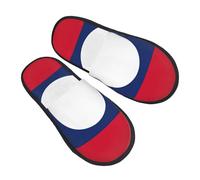 GaxfjRu Chaussons d'hiver en peluche motif drapeau du Laos pour l'intérieur, doux et chaud pour les invités et la maison, unisexe, noir, 5