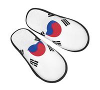 GaxfjRu Chaussons d'hiver en peluche pour l'intérieur - Motif drapeau de la République de Corée - Chaussons doux et chauds pour les invités et la maison - Unisexe, noir, 5