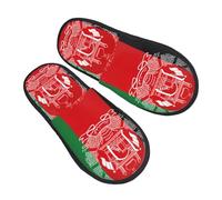 GaxfjRu Chaussons d'hiver en peluche pour l'intérieur - Motif drapeau de l'Afghanistan - Chaussons doux et chauds pour les invités et la maison - Unisexe, noir, 5