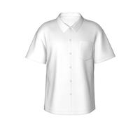 GaxfjRu Chemise boutonnée blanche de couleur unie pour hommes, chemise hawaïenne décontractée à manches courtes, chemises de vacances, Noir , 3XL
