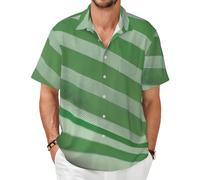 GaxfjRu Chemise hawaïenne classique à rayures vertes pour homme, pour la plage, les vacances, l'été, les manches courtes, boutonnée, décontractée et élégante, Noir , XS