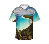 GaxfjRu Chemise hawaïenne Island of Cuba pour homme et femme - Manches courtes - Coupe décontractée - Boutonnée, Noir , L