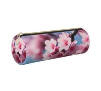 GaxfjRu Cherry Blossoms Trousse ronde en cuir synthétique pour stylos, crayons, marqueurs, petites fournitures Fermeture éclair en métal avec cuir, doré, Taille unique, Porte-cartes