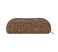 GaxfjRu Cool Cheetah Leopard Trousse à stylos compacte et portable - Organiseur demi-rond en cuir avec fermeture éclair galvanisée - Trousse à crayons